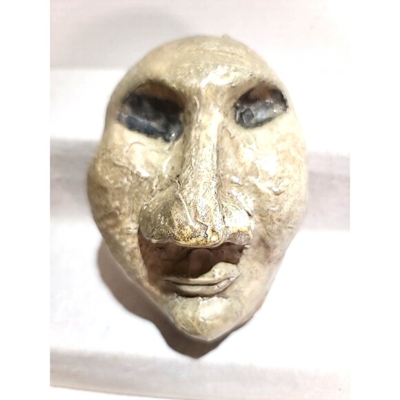 Vintage Pottery Mask Halloween Horror Scary Folk Art Creepy 5"x7"